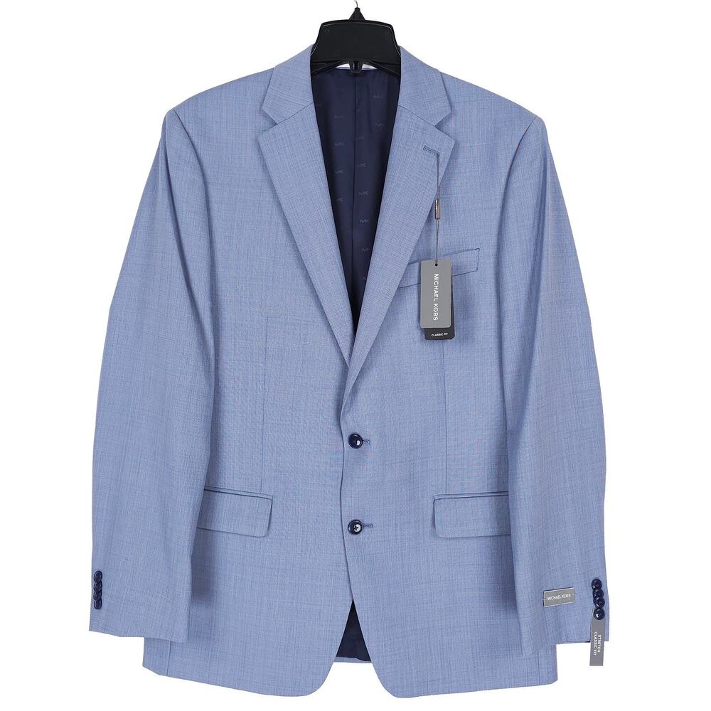 Michael Kors Mens Classic Fit 2 Piece Suit 42L 34x32 Light Blue Stretch Wool NWT - Picture 2 of 16